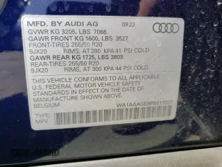 2023 Audi e-tron Premium with VIN WA1AAAGE8PB011507, listed as a Copart auction lot 57756184 with 8,497 mi miles and Clean Title. Bid and sale history available at DreamBid. Image 13.