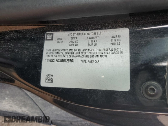 2011 Cadillac CTS with VIN 1G6DC1EDXB0120761, listed as a Copart auction lot 66814344 with 393,491 mi miles and Salvage Title. Bid and sale history available at DreamBid. Image 12.