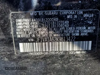 2019 Subaru WRX with VIN JF1VA1A62K9813422, listed as a Copart auction lot 46228885 with 73,255 mi miles and Salvage Title. Bid and sale history available at carsss.com. Image 12.