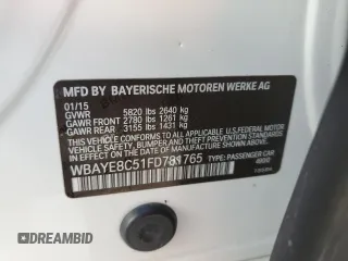 2015 BMW 7 Series 750Li with VIN WBAYE8C51FD781765, listed as a Copart auction lot 48091623 with Not Provided miles. Bid and sale history available at carsss.com. Image 13.