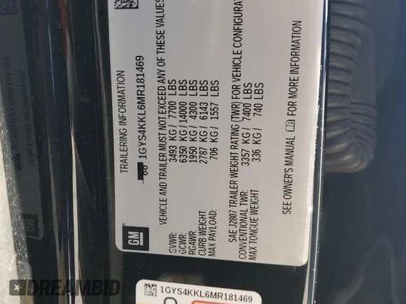 2021 Cadillac Escalade ESV Premium Luxury z VIN 1GYS4KKL6MR181469, wystawiony jako Copart lot #42195695 z przebiegiem 93 844 mil mil oraz Szkoda całkowita • Salvage title. Historia ofert i sprzedaży dostępna na DreamBid. Obrazek 15.