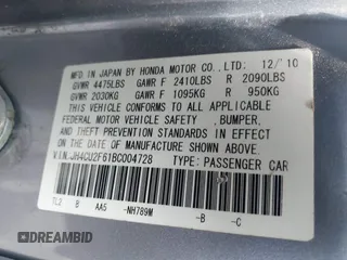 2011 Acura TSX с VIN JH4CU2F61BC004728, выставлен на аукционе IAAI как лот 42392780 с пробегом 168 723 миль миль и . История ставок и продаж доступна на DreamBid. Изображение 9.