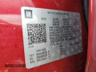 2019 GMC Canyon 4WD SLE with VIN 1GTG6CEN7K1350371, listed as a Copart auction lot 74199274 with 0 mi miles and Non Repairable. Bid and sale history available at carsss.com. Image 13.