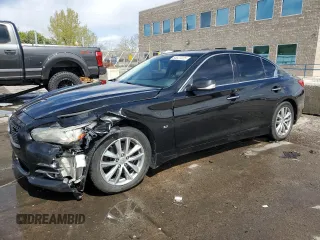 2014 Infiniti Q50 Sport with VIN JN1BV7AR2EM700296, listed as a Copart auction lot 55527025 with 142,878 mi miles and Salvage title. Bid and sale history available at DreamBid. Image 1.