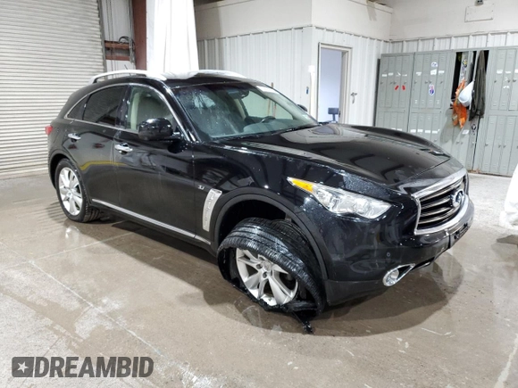 2014 Infiniti QX70 z VIN JN8CS1MW0EM411494, wystawiony jako Copart lot #55810625 z przebiegiem 94 258 mil mil oraz Szkoda całkowita • Salvage title. Historia ofert i sprzedaży dostępna na DreamBid. Obrazek 4.