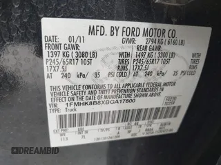 2011 Ford Explorer with VIN 1FMHK8B8XBGA17800, listed as a IAAI auction lot 42260317 with 141,042 mi miles and . Bid and sale history available at DreamBid. Image 9.