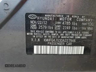 2013 Hyundai Azera с VIN KMHFG4JG3DA227946, выставлен на аукционе Copart как лот 62827305 с пробегом 113 630 миль миль и Списание • Salvage title. История ставок и продаж доступна на DreamBid. Изображение 12.