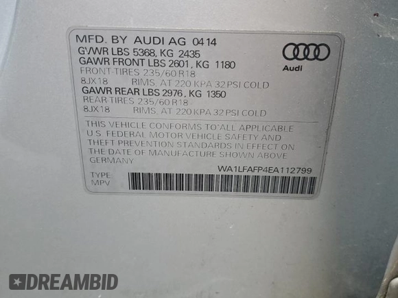 2014 Audi Q5 Premium Plus with VIN WA1LFAFP4EA112799, listed as a Copart auction lot 51417925 with 140,069 mi miles and Clean Title. Bid and sale history available at carsss.com. Image 13.
