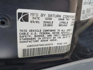 2002 Saturn SL z VIN 1G8ZK52732Z152274, wystawiony jako IAAI lot #42103737 z przebiegiem 56 781 mil mil oraz . Historia ofert i sprzedaży dostępna na DreamBid. Obrazek 9.