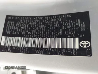 2023 Toyota Corolla LE z VIN 5YFB4MDE5PP077487, wystawiony jako IAAI lot #41787681 z przebiegiem 19 831 mil mil oraz . Historia ofert i sprzedaży dostępna na DreamBid. Obrazek 9.