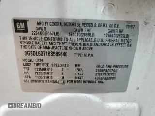2008 Saturn VUE XR with VIN 3GSDL63718S589640, listed as a Copart auction lot 51495715 with 195,083 mi miles and Salvage Title. Bid and sale history available at carsss.com. Image 13.