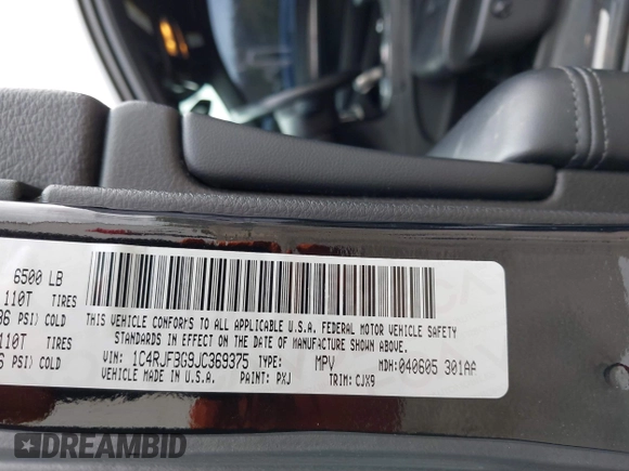 2018 Jeep Grand Cherokee Limited с VIN 1C4RJFBG9JC369375, выставлен на аукционе IAAI как лот 42188276 с пробегом 98 181 миль миль и . История ставок и продаж доступна на DreamBid. Изображение 9.