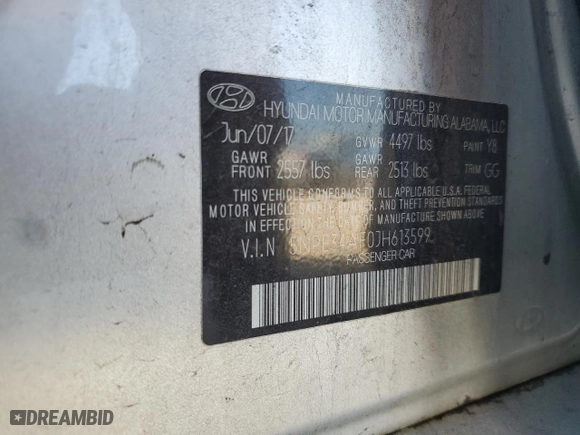 2018 Hyundai Sonata SEL with VIN 5NPE34AF0JH613599, listed as a Copart auction lot 47275905 with 61,581 mi miles and Salvage Title. Bid and sale history available at carsss.com. Image 15.