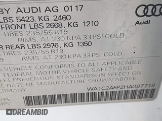2017 Audi Q5 Premium with VIN WA1C2AFP2HA097719, listed as a IAAI auction lot 41872640 with 75,616 mi miles. Bid and sale history available at carsss.com. Image 9.