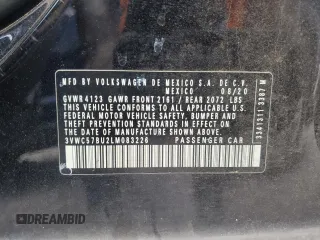 2020 Volkswagen Jetta S с VIN 3VWC57BU2LM083226, выставлен на аукционе Copart как лот 57428565 с пробегом 48 767 миль миль и Чистый • Clean title. История ставок и продаж доступна на DreamBid. Изображение 13.