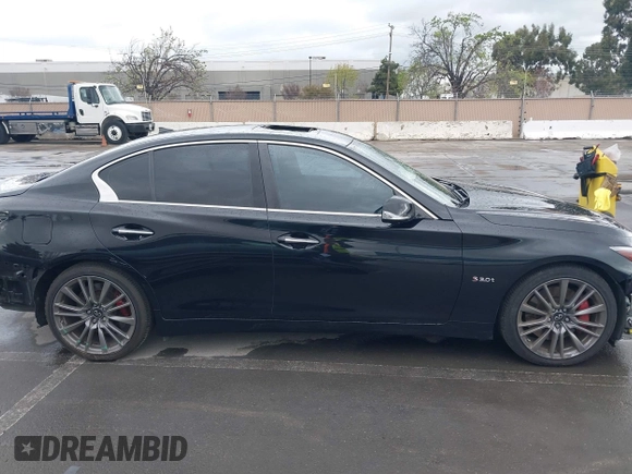 2020 Infiniti Q50 Red Sport 400 with VIN JN1FV7AP2LM630067, listed as a IAAI auction lot 41916706 with 38,786 mi miles and . Bid and sale history available at carsss.com. Image 14.