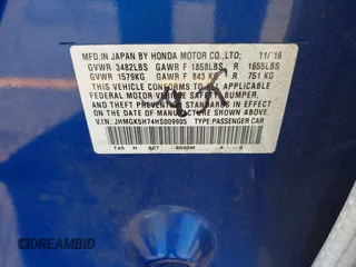 2017 Honda Fit EX with VIN JHMGK5H74HS009905, listed as a IAAI auction lot 42238257 with 64,770 mi miles and . Bid and sale history available at DreamBid. Image 9.