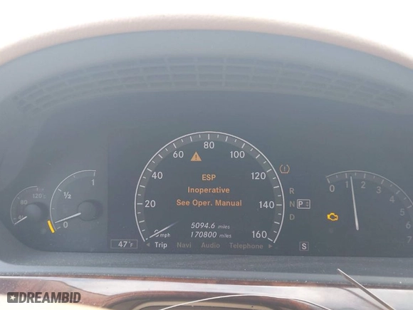 2007 Mercedes-Benz S-Class 5.5L V8 with VIN WDDNG86X87A089959, listed as a IAAI auction lot 41668986 with 170,800 mi miles. Bid and sale history available at carsss.com. Image 7.
