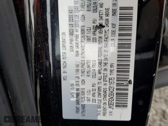 2010 Mazda CX-7 Touring z VIN JM3ER2W38A0311676, wystawiony jako Copart lot #79126164 z przebiegiem 203 934 mil mil oraz Szkoda całkowita • Salvage title. Historia ofert i sprzedaży dostępna na DreamBid. Obrazek 12.