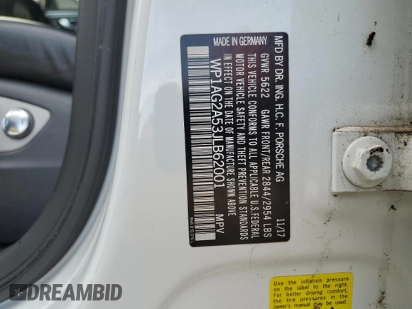 2018 Porsche Macan GTS with VIN WP1AG2A53JLB62001, listed as a Copart auction lot 43154635 with Not provided miles and Salvage title. Bid and sale history available at DreamBid. Image 13.