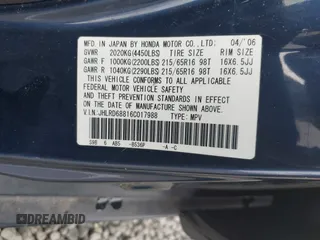 2006 Honda CR-V EX with VIN JHLRD68816C017988, listed as a IAAI auction lot 41842031 with 204,947 mi miles and . Bid and sale history available at carsss.com. Image 9.