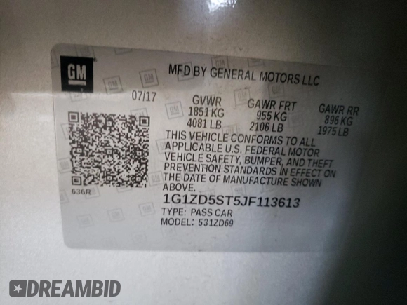 2018 Chevrolet Malibu LT with VIN 1G1ZD5ST5JF113613, listed as a Copart auction lot 44751715 with 126,565 mi miles and Salvage Title. Bid and sale history available at carsss.com. Image 15.