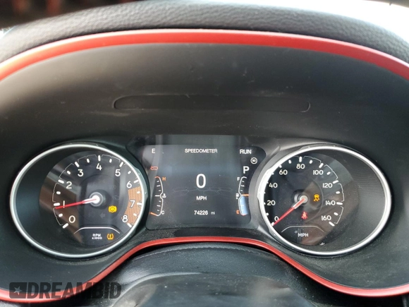 2019 Jeep Compass Trailhawk with VIN 3C4NJDDB9KT668858, listed as a Copart auction lot 58603645 with 74,226 mi miles and Salvage title. Bid and sale history available at DreamBid. Image 9.
