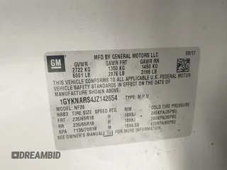 2018 Cadillac XT5 FWD with VIN 1GYKNARS4JZ142654, listed as a IAAI auction lot 42275794 with 112,790 mi miles and . Bid and sale history available at DreamBid. Image 9.