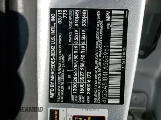 2015 Mercedes-Benz M ML 350 with VIN 4JGDA5JB4FA565961, listed as a Copart auction lot 45344375 with 123,323 mi miles and Salvage Title. Bid and sale history available at carsss.com. Image 13.