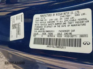 2017 Infiniti Q60 Premium with VIN JN1EV7EL7HM552511, listed as a IAAI auction lot 42558644 with 92,565 mi miles and . Bid and sale history available at DreamBid. Image 9.