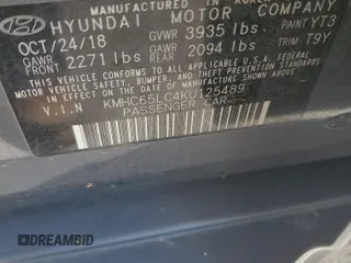 2019 Hyundai Ioniq Blue with VIN KMHC65LC4KU125489, listed as a Copart auction lot 51063565 with 105,045 mi miles and Salvage Title. Bid and sale history available at DreamBid. Image 12.