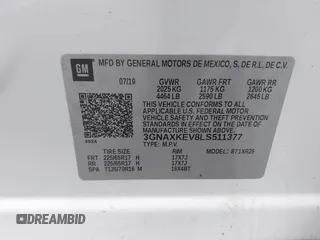 2020 Chevrolet Equinox LT z VIN 3GNAXKEV8LS511377, wystawiony jako IAAI lot #41712528 z przebiegiem 53 786 mil mil oraz . Historia ofert i sprzedaży dostępna na DreamBid. Obrazek 9.