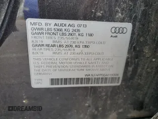 2014 Audi Q5 Premium Plus with VIN WA1LFAFP5EA019306, listed as a Copart auction lot 54122285 with 209,974 mi miles and Clean Title. Bid and sale history available at carsss.com. Image 13.