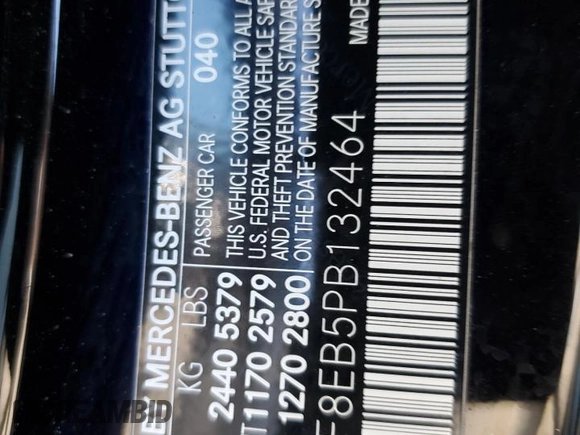 2023 Mercedes-Benz E 350 with VIN W1KZF8EB5PB132464, listed as a Copart auction lot 44627685 with 2,776 mi miles and Salvage Title. Bid and sale history available at DreamBid. Image 12.