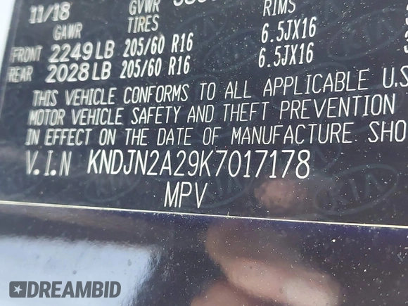 2019 Kia Soul z VIN KNDJN2A29K7017178, wystawiony jako IAAI lot #42310550 z przebiegiem 50 087 mil mil oraz . Historia ofert i sprzedaży dostępna na DreamBid. Obrazek 9.