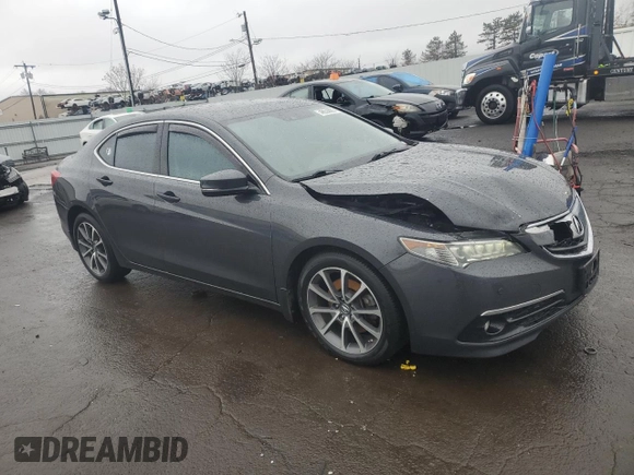 2015 Acura TLX V6 Advance with VIN 19UUB2F74FA023099, listed as a Copart auction lot 48636865 with 74,499 mi miles and Salvage Title. Bid and sale history available at carsss.com. Image 4.
