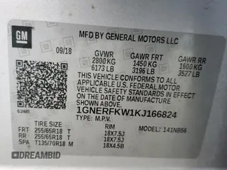 2019 Chevrolet Traverse LS with VIN 1GNERFKW1KJ166824, listed as a Copart auction lot 88951175 with 94,100 mi miles and Salvage Title. Bid and sale history available at carsss.com. Image 13.