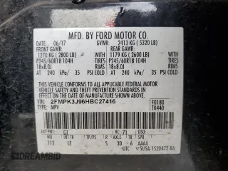 2017 Ford Edge SEL with VIN 2FMPK3J96HBC27416, listed as a Copart auction lot 45054095 with 92,509 mi miles and Salvage Title. Bid and sale history available at carsss.com. Image 13.