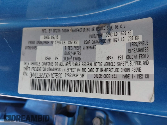 2016 Scion iA with VIN 3MYDLBZV5GY107520, listed as a IAAI auction lot 41647663 with 183,309 mi miles. Bid and sale history available at carsss.com. Image 9.