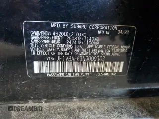 2022 Subaru WRX Premium with VIN JF1VBAF63N9009303, listed as a Copart auction lot 50745285 with 72,524 mi miles and Clean Title. Bid and sale history available at DreamBid. Image 12.