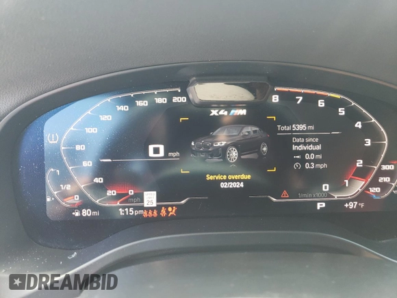 2023 BMW X4 M z VIN 5YM23EC02P9R51063, wystawiony jako Copart lot #62437474 z przebiegiem 5 395 mil mil oraz Szkoda całkowita • Salvage title. Historia ofert i sprzedaży dostępna na DreamBid. Obrazek 9.