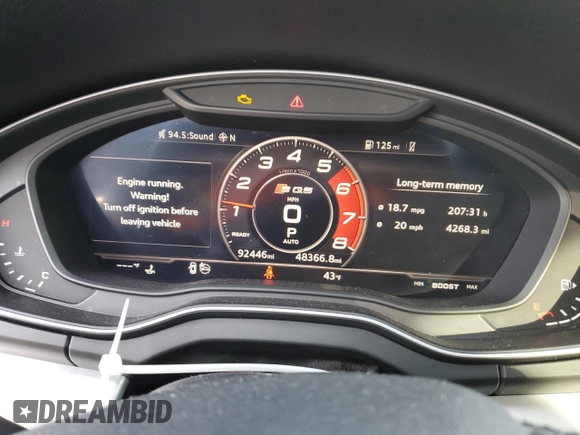 2018 Audi SQ5 Premium Plus with VIN WA1A4AFY5J2009188, listed as a Copart auction lot 43081744 with 92,446 mi miles and . Bid and sale history available at DreamBid. Image 9.