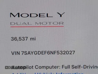 2022 Tesla Model Y Performance with VIN 7SAYGDEF6NF532027, listed as a IAAI auction lot 41717662 with 36,537 mi miles and . Bid and sale history available at DreamBid. Image 16.