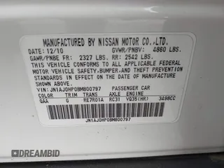 2011 Infiniti EX Journey with VIN JN1AJ0HP0BM800797, listed as a IAAI auction lot 41955472 with 150,923 mi miles. Bid and sale history available at carsss.com. Image 9.