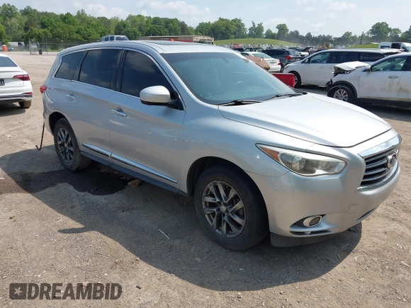 2013 Infiniti JX35 with VIN 5N1AL0MM2DC332434, listed as a IAAI auction lot 42165128 with 182,914 mi miles. Bid and sale history available at carsss.com. Image 1.