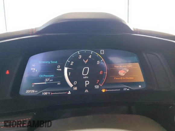 2020 Chevrolet Corvette 3LT z VIN 1G1Y82D48L5103767, wystawiony jako Copart lot #62207104 z przebiegiem 20 729 mil mil oraz Czysty tytuł • Clean title. Historia ofert i sprzedaży dostępna na DreamBid. Obrazek 9.