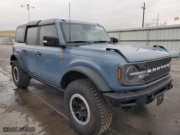 2024 Ford Bronco Badlands with VIN 1FMEE9BP7RLA42517, listed as a Copart auction lot 46794045 with 19,865 mi miles and Salvage Title. Bid and sale history available at carsss.com. Image 4.