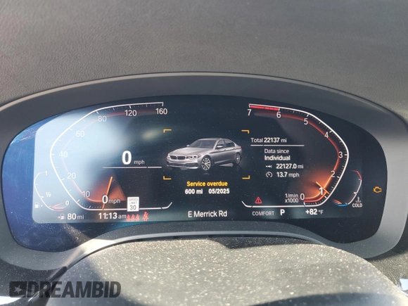 2020 BMW 5 Series 530i xDrive with VIN WBAJR7C05LCD77778, listed as a Copart auction lot 65719695 with 22,137 mi miles and Salvage title. Bid and sale history available at DreamBid. Image 9.