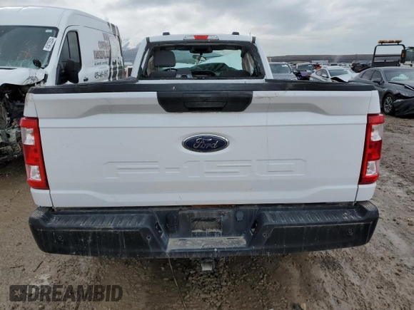2022 Ford F-150 XL with VIN 1FTMF1EB1NKE34424, listed as a Copart auction lot 43786024 with 27,499 mi miles and Salvage title. Bid and sale history available at DreamBid. Image 6.