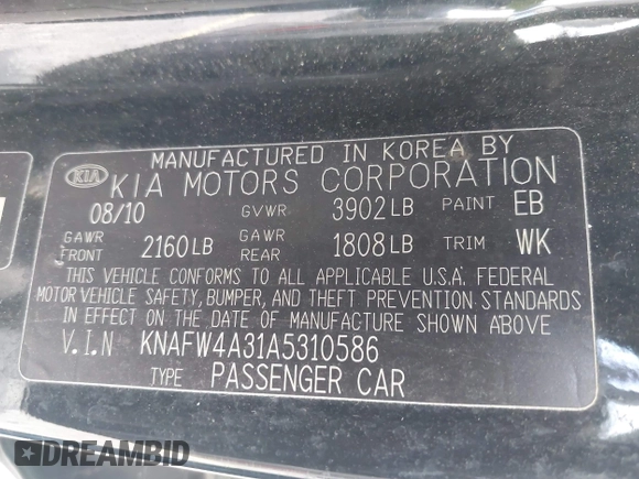 2010 Kia Forte SX с VIN KNAFW4A31A5310586, выставлен на аукционе IAAI как лот 41964278 с пробегом Не указан миль и . История ставок и продаж доступна на DreamBid. Изображение 9.